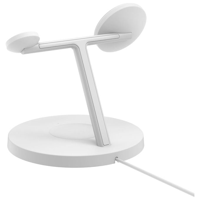 Belkin BoostCharge Pro Caricatore Wireless 3-in-1 Qi2 Ricarica Rapida Bianco per Smartphone Cuffie e Orologi