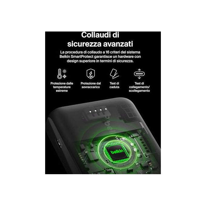 Belkin, Power Bank Magnetico Wireless Qi2, 5000mAh, Compatibile MagSafe, Supporto Integrato, Nero