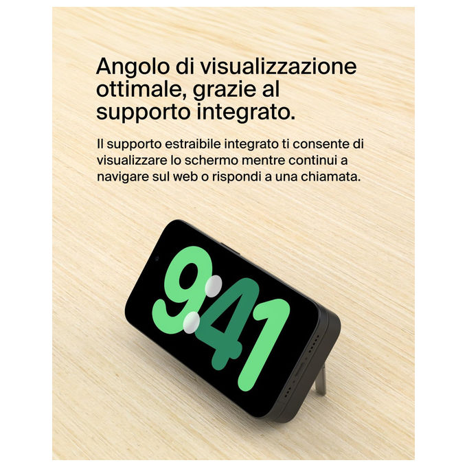 Belkin, Power Bank Magnetico Wireless Qi2, 5000mAh, Compatibile MagSafe, Supporto Integrato, Nero