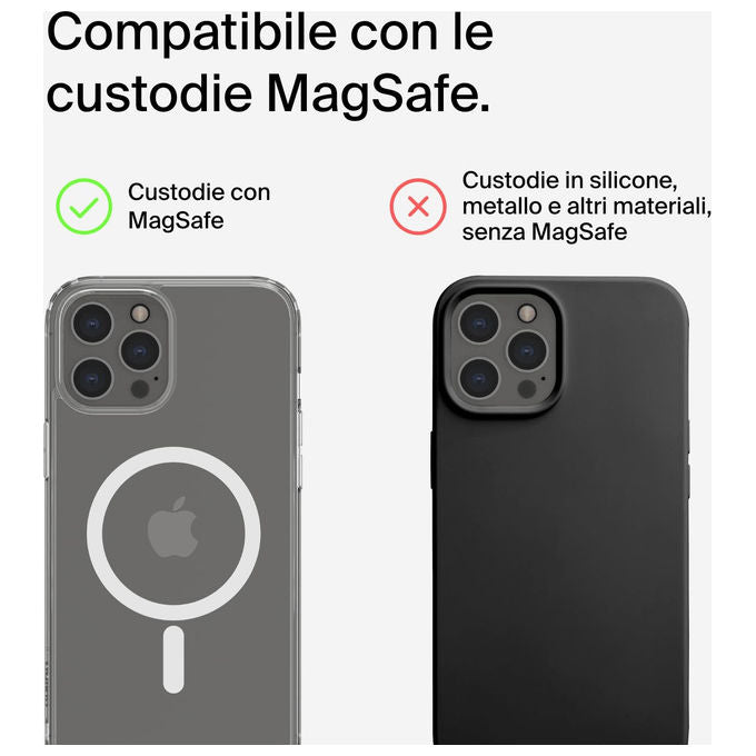 Belkin, Power Bank Magnetico Wireless Qi2, 5000mAh, Compatibile MagSafe, Supporto Integrato, Nero