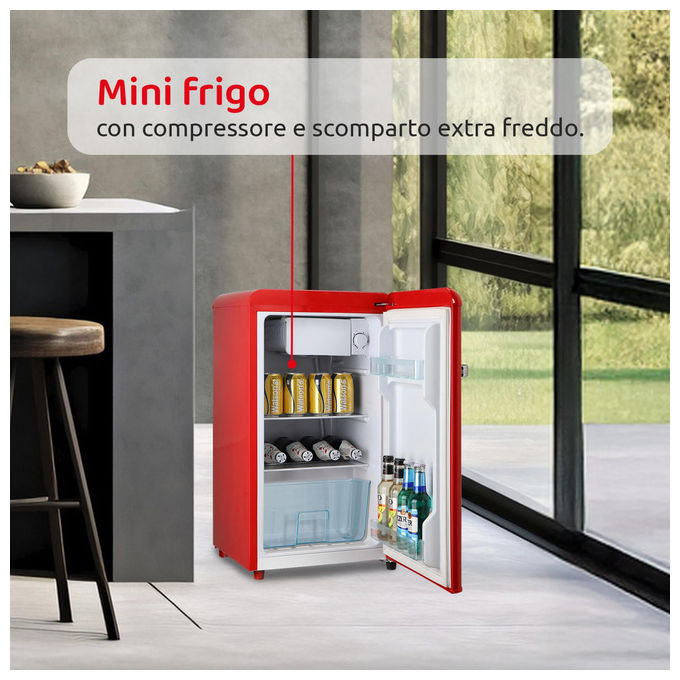 Melchioni Family 118700261 SIBERIA 45 Frigorifero Libera installazione 45 L 58 cm Classe E 45 dB Statico colore Rosso