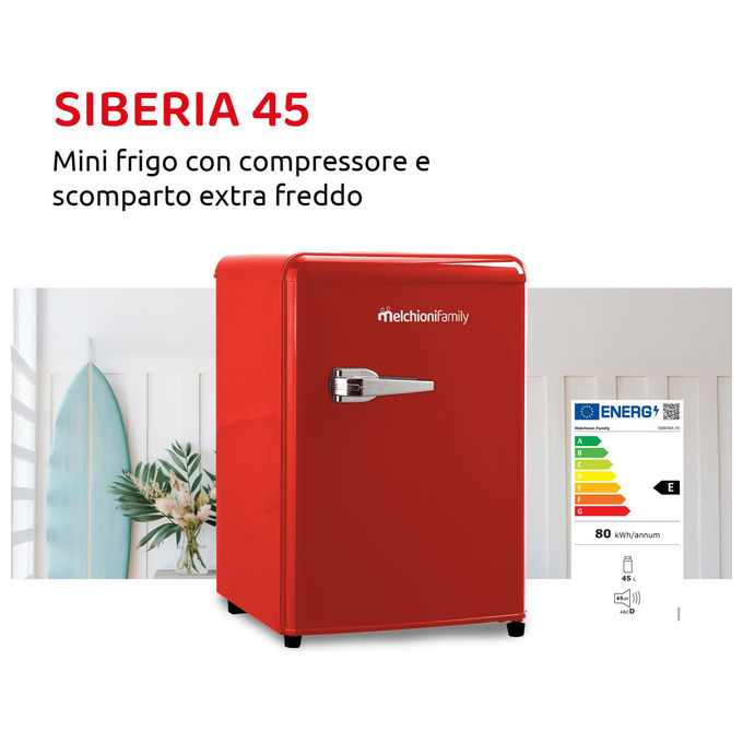 Melchioni Family 118700261 SIBERIA 45 Frigorifero Libera installazione 45 L 58 cm Classe E 45 dB Statico colore Rosso