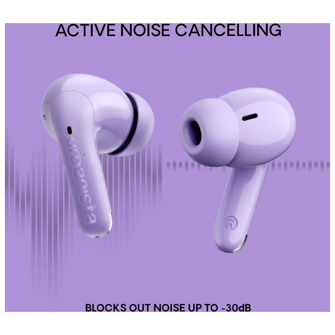 Urbanista Palermo, Cuffie In-Ear True Wireless con ANC, Autonomia 32h, Multipoint Bluetooth, IPX4, Viola
