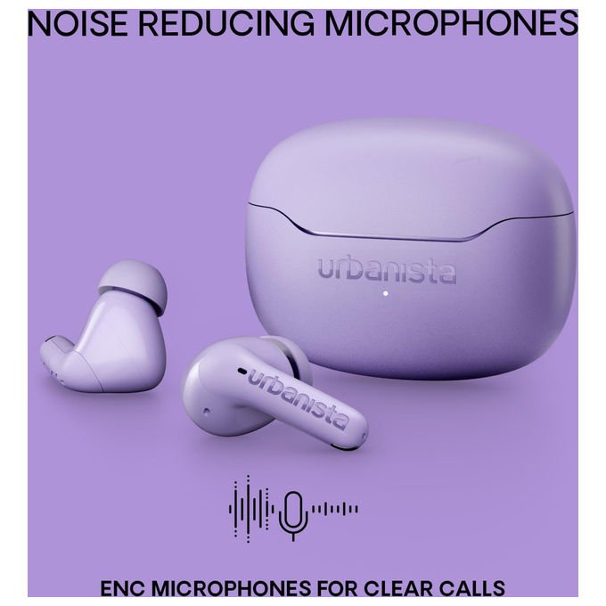 Urbanista Palermo, Cuffie In-Ear True Wireless con ANC, Autonomia 32h, Multipoint Bluetooth, IPX4, Viola