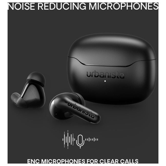 Urbanista, Cuffie In-Ear True Wireless Palermo con ANC, Autonomia 32h, Multipoint Bluetooth, IPX4 - Nero Midnight