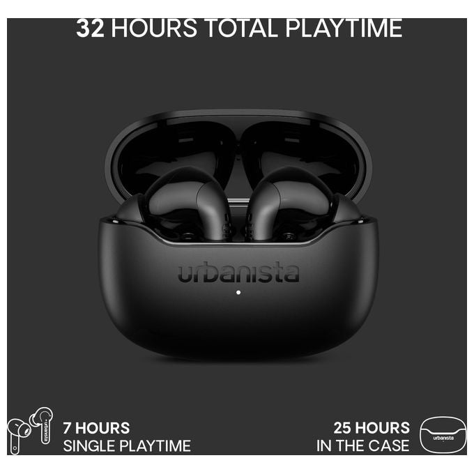 Urbanista, Cuffie In-Ear True Wireless Palermo con ANC, Autonomia 32h, Multipoint Bluetooth, IPX4 - Nero Midnight