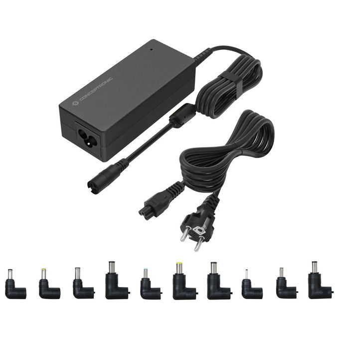 Conceptronic, Caricabatteria Universale per Laptop, 90W, con 10 Connettori, Nero - Yeppon