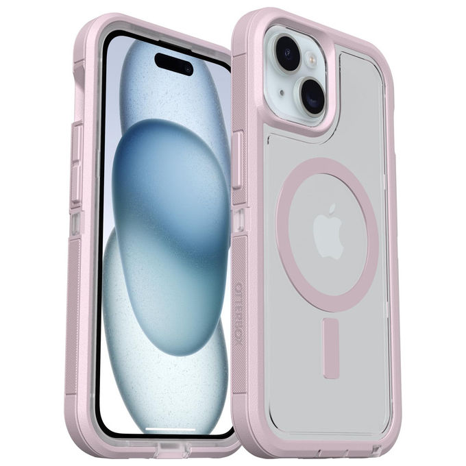 OtterBox, Cover iPhone, 16e 15 14 13, Defender Series XT Clear MagSafe, Antishock, Trasparente-Viola