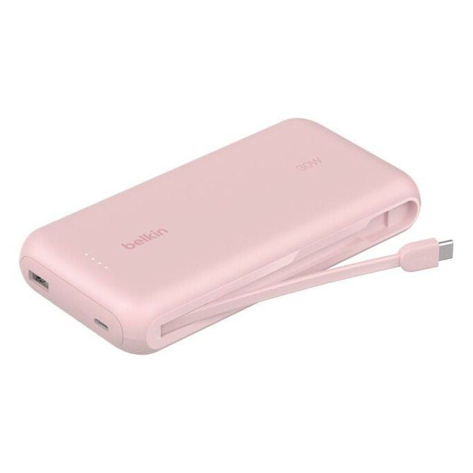 Belkin, Powerbank 20000 mAh, BoostCharge con cavo USB-C integrato, Rosa