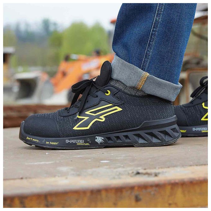 U-Power Frank S1P SRC ESD, Scarpe Antinfortunistiche Unisex Nero Giallo