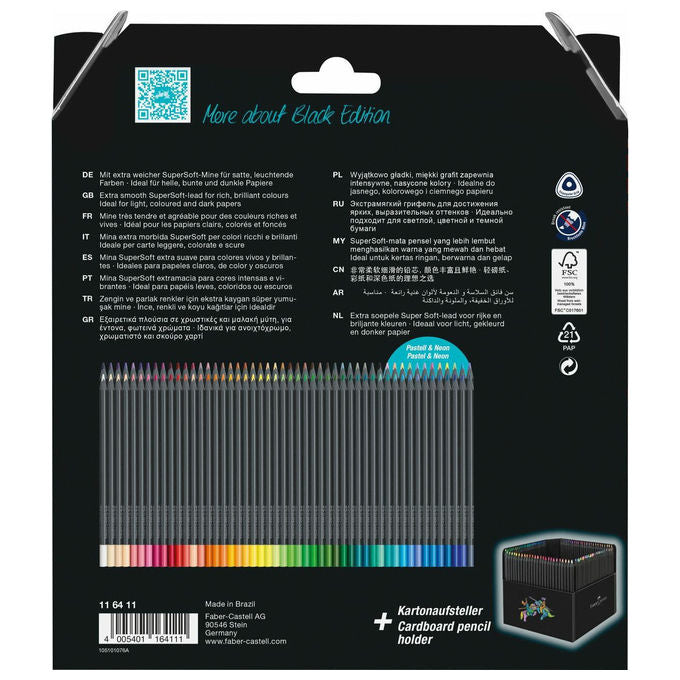 Faber-Castell 116411 Pastelli Colorati 100 Pz Black Edition Astuccio Triangolari