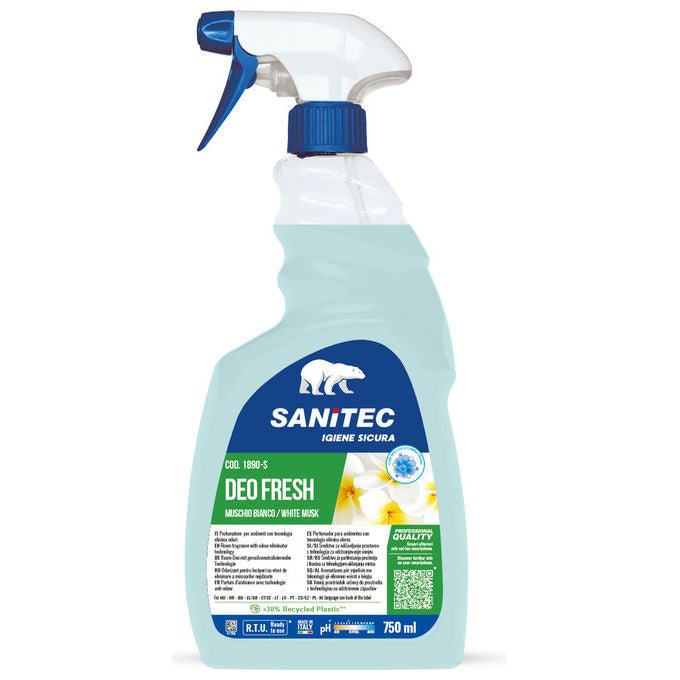 Sanitec, Deo Fresh Muschio Bianco, Profumatore Ambienti, Lunga Durata fino a 48 Ore, 750 ml - Yeppon
