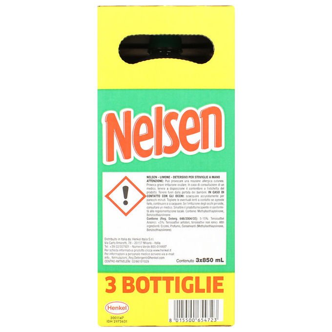 Nelsen, Detersivo Piatti al Limone, 3 Pezzi da 850 ml - Yeppon