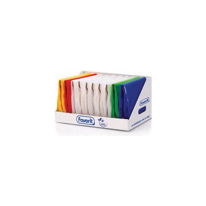 Favorit 400174074 Copertina per Libri e Riviste 300 pz Colori Assortiti Espositore da Banco Precaricato con Coprimaxi Trasparenti