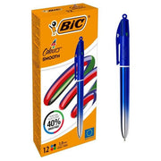 Bic, 4 Colori Smooth, Penna a Sfera Retrattile Girevole, Fusto Blu, 12 pz, Nero, Blu, Verde, Rosso - Yeppon