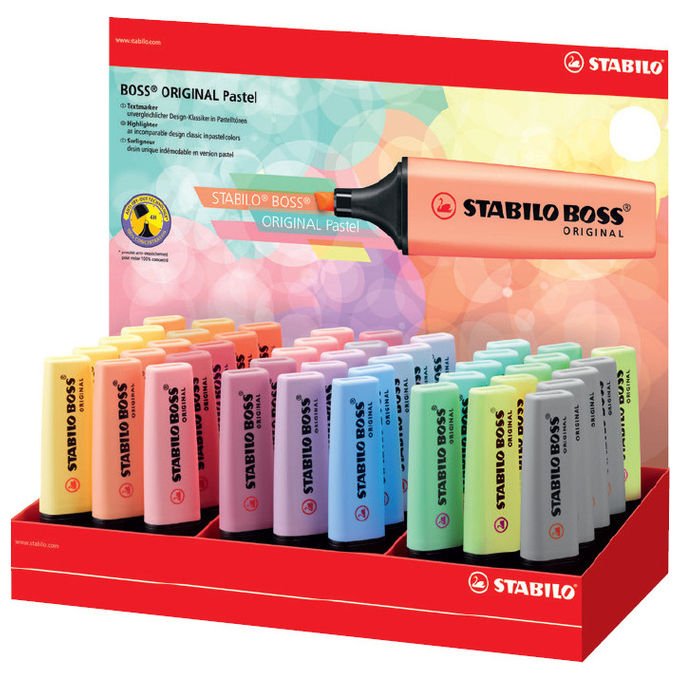 Stabilo Boss Original Pastel, Evidenziatore, 45 pz, Punta Smussata, Multicolore - Yeppon
