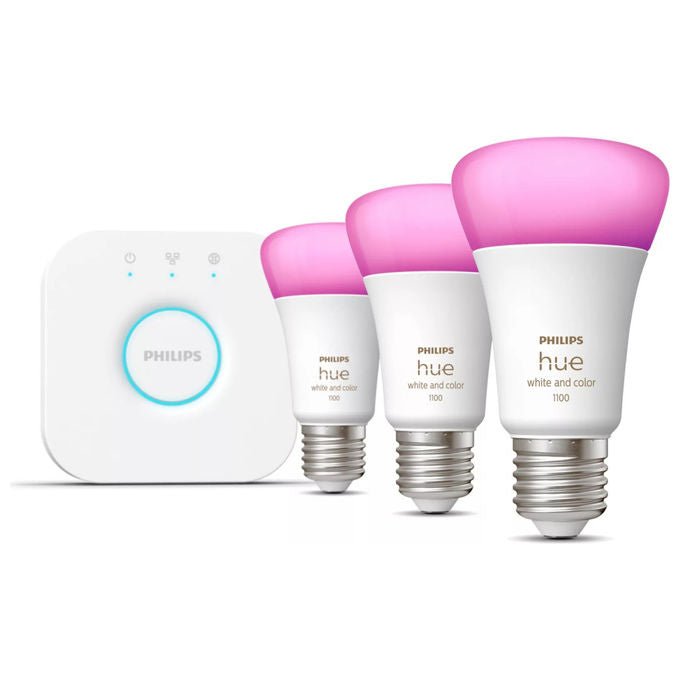 Philips Hue, Starter Kit, 3 Lampadine Smart E27, 75W, White and Color Ambiance