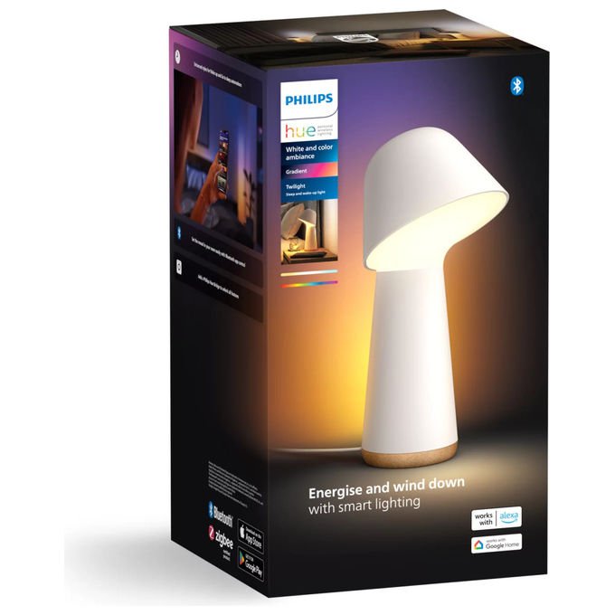 Philips Hue, Lampada da Tavolo Twilight, Bianca, Luce per Sveglia e Sonno - Yeppon