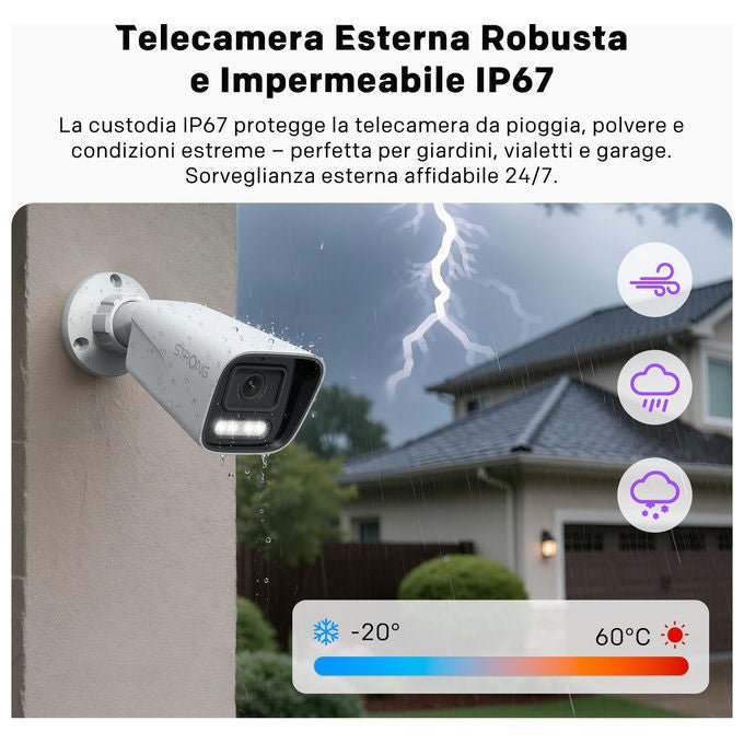Strong Telecamera Esterna 3K, PoE, Rilevamento Movimento-Umano, Visione Notturna, IP67
