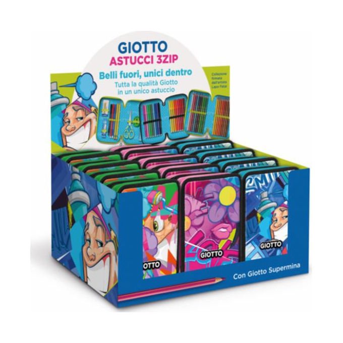 Giotto, Astuccio Rigido per Matite, Young Street 3 Zip, Multicolore, Fantasie Assortite - Yeppon