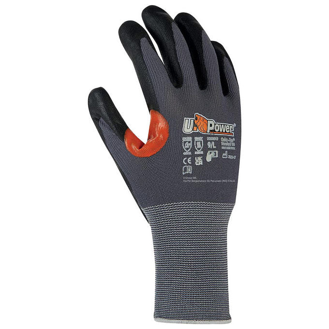 U-Power Kumba GUG00013-8 Guanti da lavoro Taglia 8 Grigio Nitrile Nylon Spandex