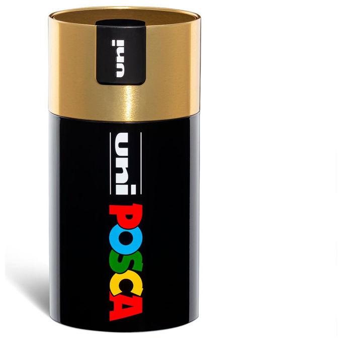 Posca Uni Mitsubishi, Set 18 Pennarelli Acrilici Assortiti, Punta Media 2,5 mm, Gift Box Oro