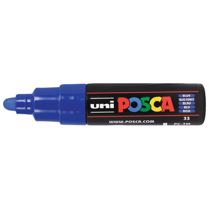 Uni Posca, Marcatore a Vernice PC - 7M, Punta Tonda 4,5 - 5,5 mm, Blu - Yeppon