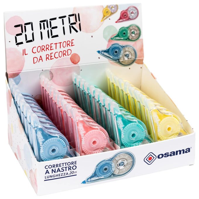 Osama, Correttore a Nastro 5mm x 20m, Pastel, Espositore da 36 Pezzi - Yeppon