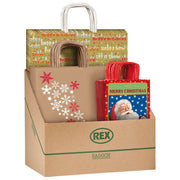 SAUL SADOCH REX, Espositore da Banco, Con 100 Shopper Natalizie in Fantasie Assortite - Yeppon