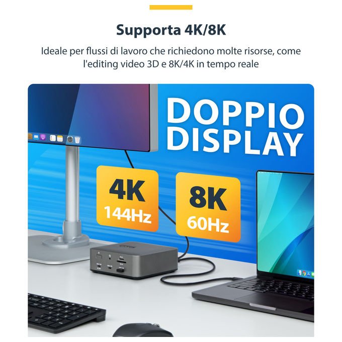 StarTech.com, Cavo Thunderbolt 5, 80 Gbps fino a 120 Gbps, 80 cm, 240 W PD, 8K 60 Hz