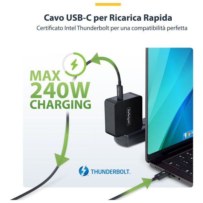 StarTech.com, Cavo Thunderbolt 5, 80 Gbps fino a 120 Gbps, 80 cm, 240 W PD, 8K 60 Hz