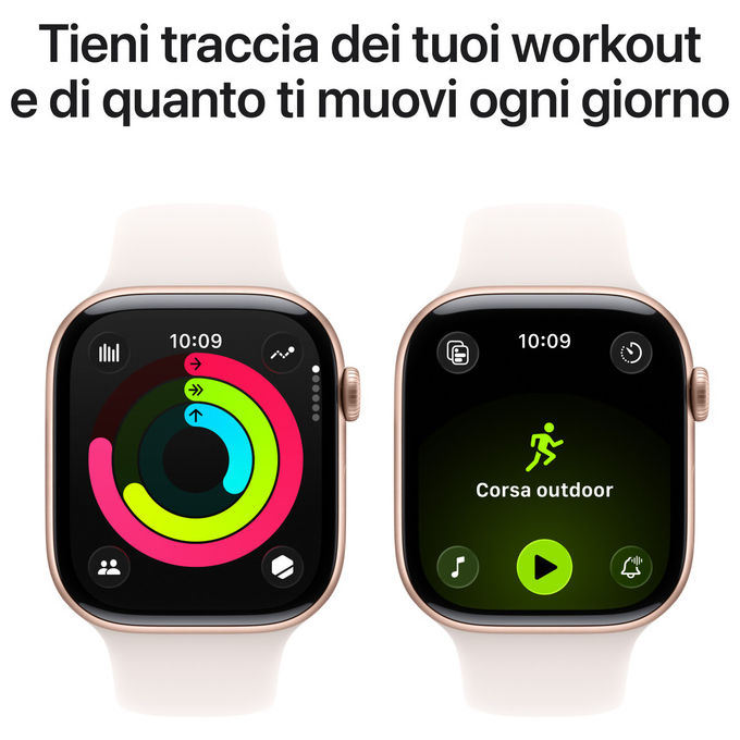 Apple Watch Series 11, 46mm GPS + Cellular, Cassa Alluminio Oro Rosa, Cinturino Sport Rosa Fard M-L