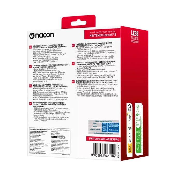 NACON, Base di Ricarica, per 2 Joycon e 1 Controller Pro, per Nintendo Switch