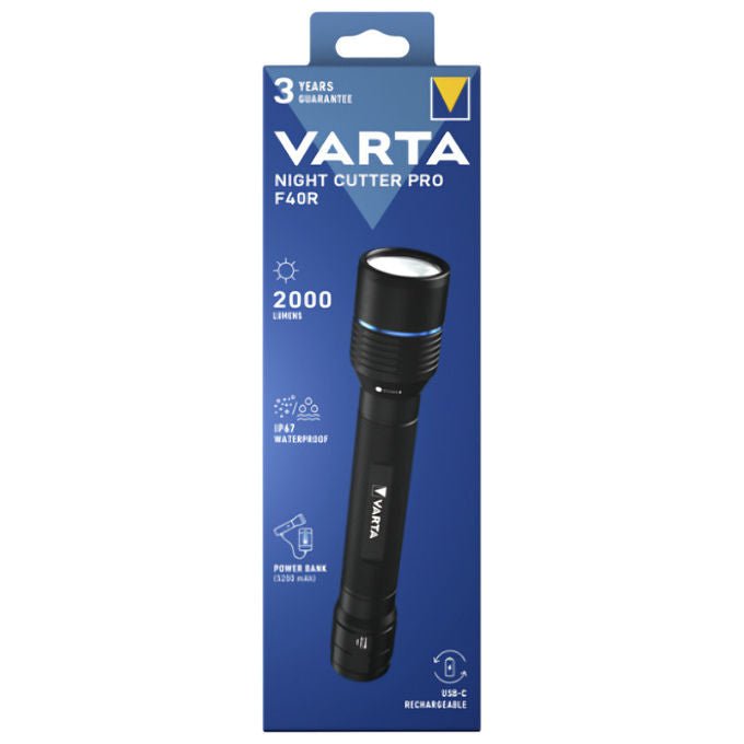 Varta 18922 Night Cutter Pro F40R Torcia LED Ricaricabile 2000 lm 350 m IP67 5200 mAh colore Nero