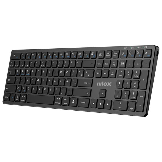 Nilox, Tastiera in alluminio Dual, Wireless e BT, Batteria integrata - Yeppon