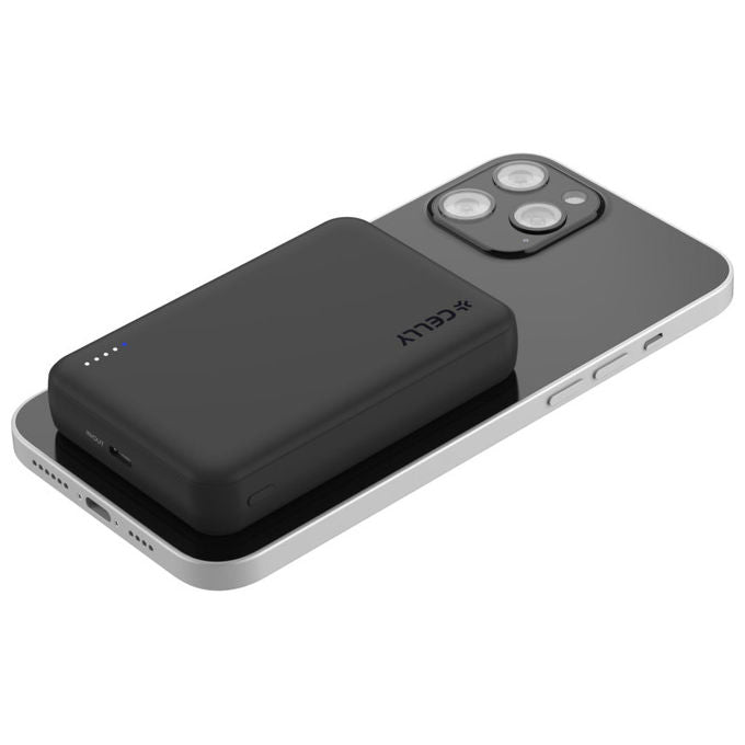 Celly, Powerbank Magnetico Wireless 15W, 10000 mAh, con USB - C 20W, Ricarica Rapida, MagSafe - Yeppon