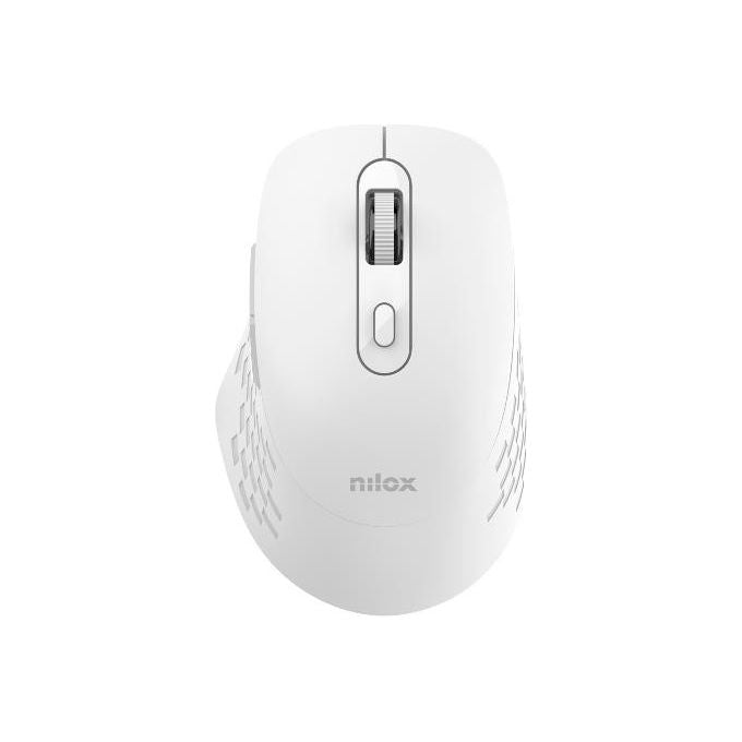 Nilox, Mouse Wireless Dual, 1600 DPI, Ottico, Ufficio, Bluetooth + USB Type-A, Bianco
