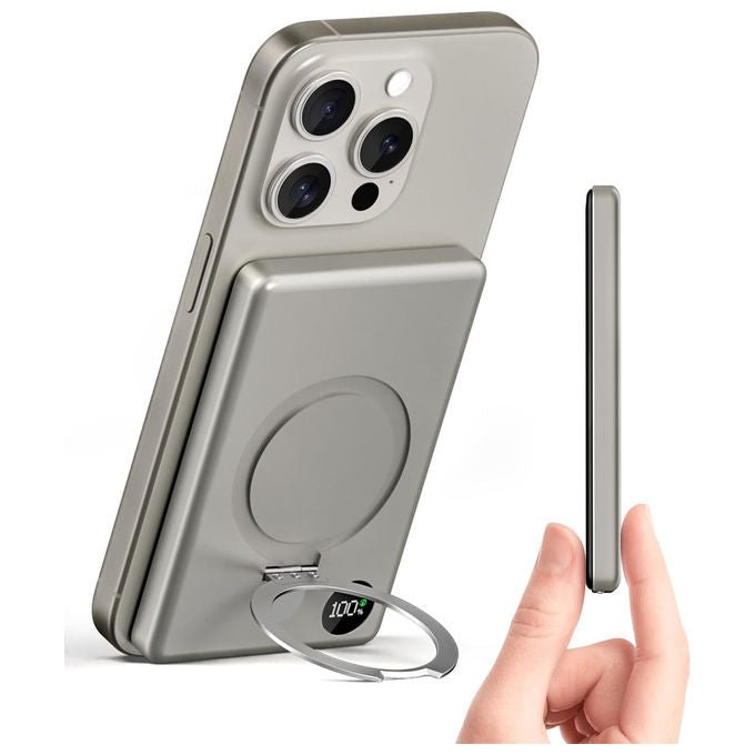 Celly, Powerbank MagSafe Ultra Slim con Ricarica Wireless 15W e Display LED per iPhone - Yeppon