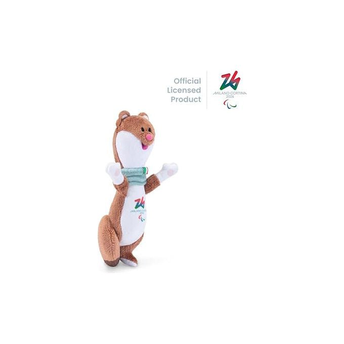 Trudi, Mascotte Milo, Giochi Paralimpici Invernali Milano Cortina 2026, 13x9x8 cm, Taglia XXS, Modello 68278