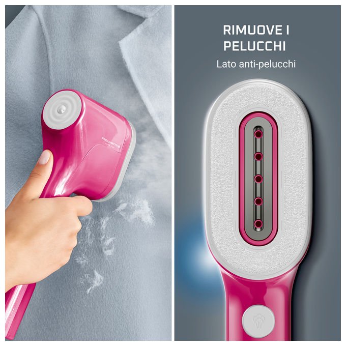 Rowenta Pure Pop DR2023, Stiratrice a Vapore Portatile, 1300 W, Rosa