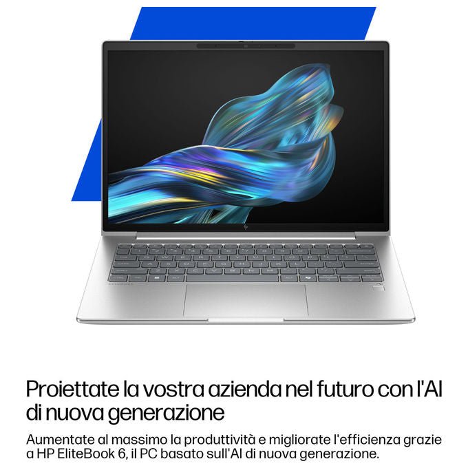 HP EliteBook 6 G1a Notebook 14 pollici AMD Ryzen AI 5 340 24GB RAM 512GB SSD Wi-Fi 7 Windows 11 Pro colore Argento