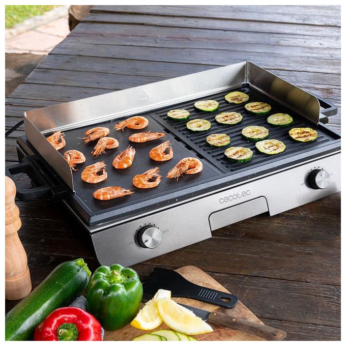 Cecotec Barbecue Elettrico, Acciaio Inox, 3000 W, Nero, Bistecchiera per Esterno