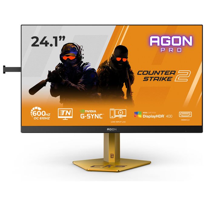 AOC CS24A da 241 pollici FHD Monitor 610Hz pannello TN eSports GtG 05 ms sincronizzazione adattiva HDR400 G-Sync regolazione dell altezza (1920x1080 HDMI 2x 2.1 DP Hub USB) Nero