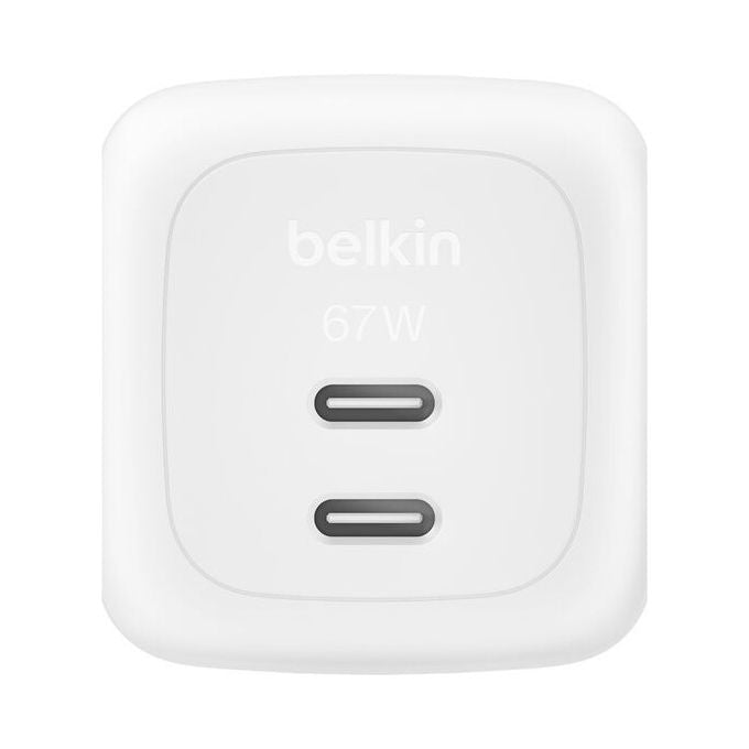 Belkin, Caricabatterie Universale Bianco, 67W, 2 Porte USB-C, Ricarica Rapida