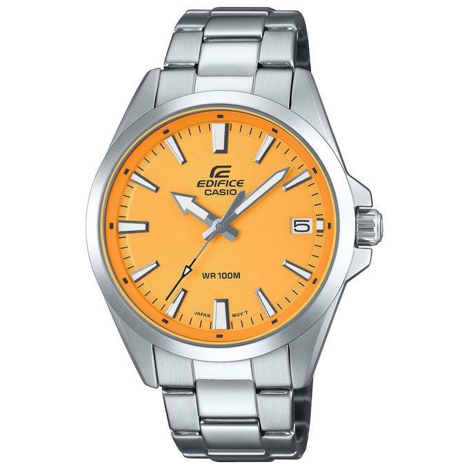 Casio, Orologio Uomo Edifice EFV-100D-9AVUEF, Acciaio Inox, Argento, Quadrante Giallo