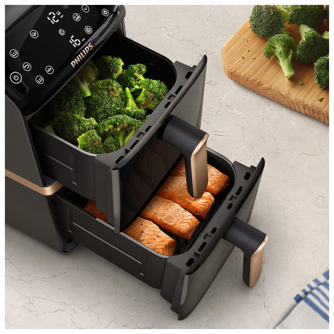 Philips NA462 Friggitrice ad Aria Serie 4000 Verticale Doppia 10 Litri Nero