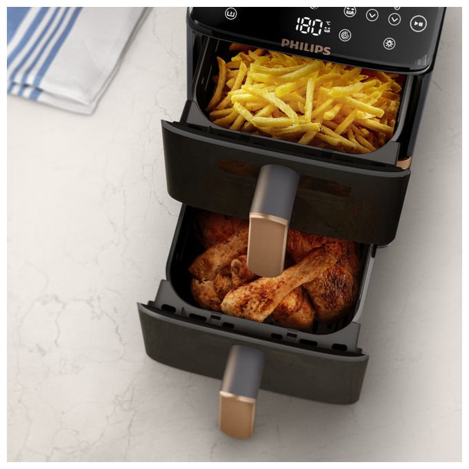 Philips NA462 Friggitrice ad Aria Serie 4000 Verticale Doppia 10 Litri Nero
