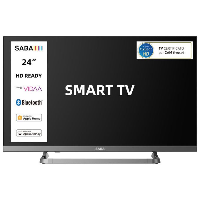 SABA Smart Tv Led 24'' Hd Ready Sistema Vidaa Triplo Tuner DVB-T2-C-S2 Grigio