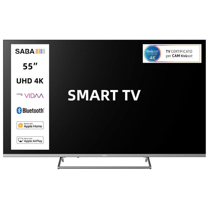 SABA Smart Tv 55'' Ultra Hd 4K Sistema Vidaa TivuSat Audio Dolby