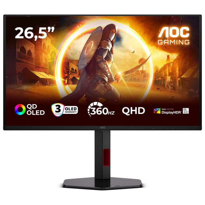 AOC Monitor Gaming Q27G4SDR QD-OLED 26.5 pollici QHD 360Hz Nero e Rosso